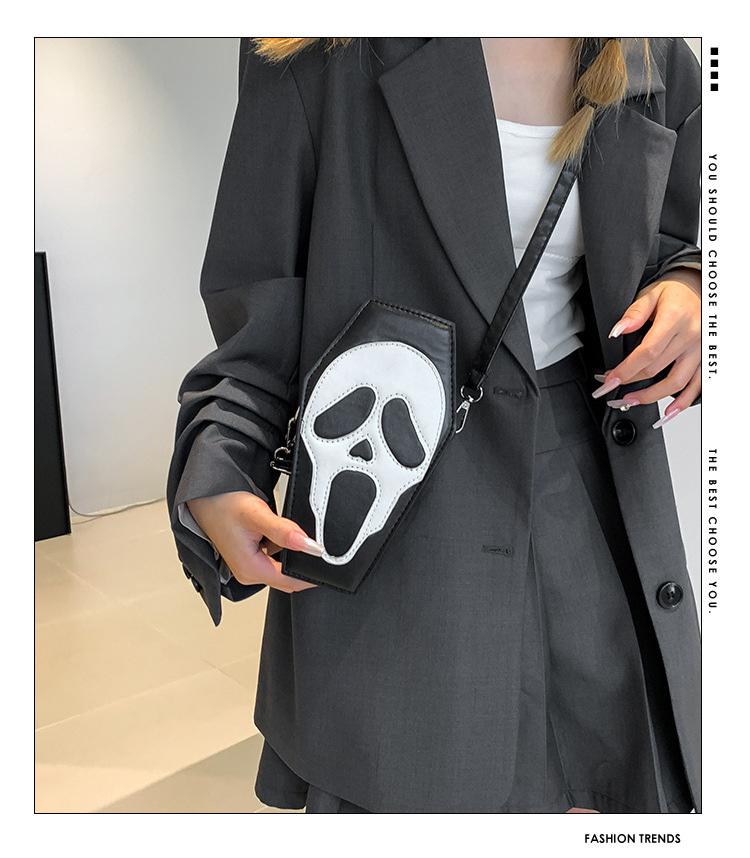 450g Weight Pu Leather Lining Material Sewing Thread Fashion Element Zipper Closure Type Single Shoulder Strap Strap Type Shoulder Bag, Crossbody Bag Bags Type Casual, Daily Occasion Pu Leather Material Halloween Festival Spider Web, Skull Pattern All Seasons Season Women's Gender Basic Style Square Shape Small Size Halloween Women's Small Pu Leather Spider Web Skull Basic Sewing Thread Zipper Shoulder Bag Crossbody Bag 无