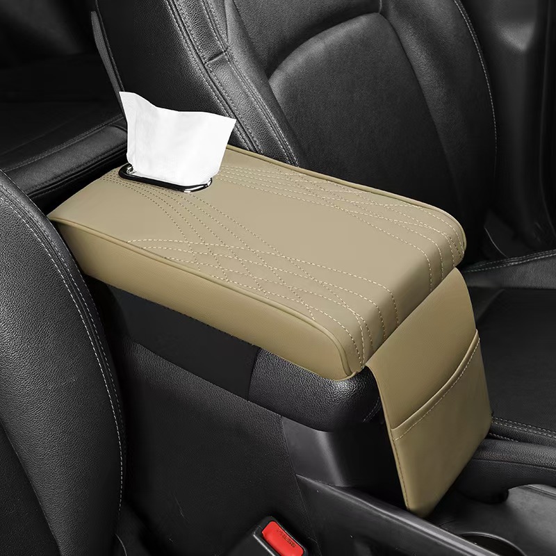 Car Armrest Box, Universal Armrest box pad - beige