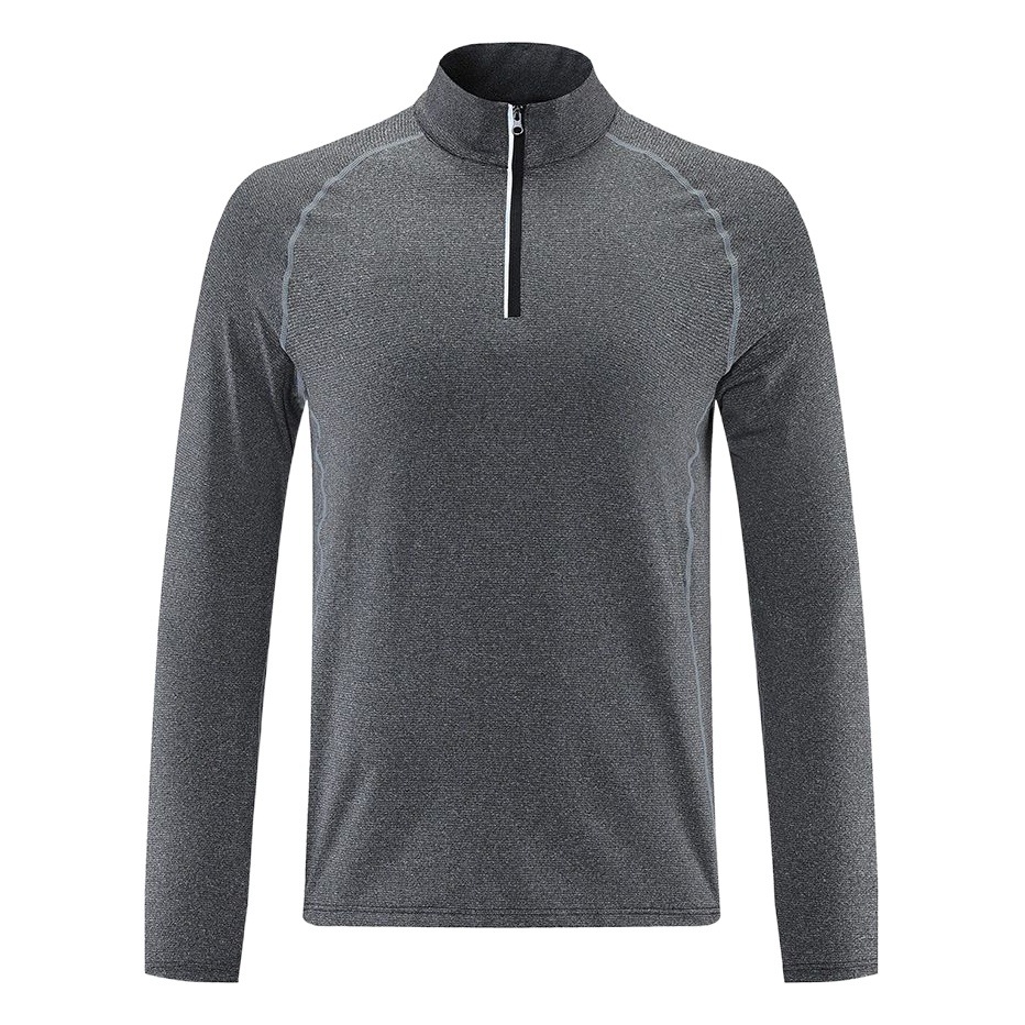 Ropa de entrenamiento de primavera y otoño para hombres de manga larga superior transpirable media cremallera collar de pie apretado correr ropa de secado rápido en stock al por mayor UA