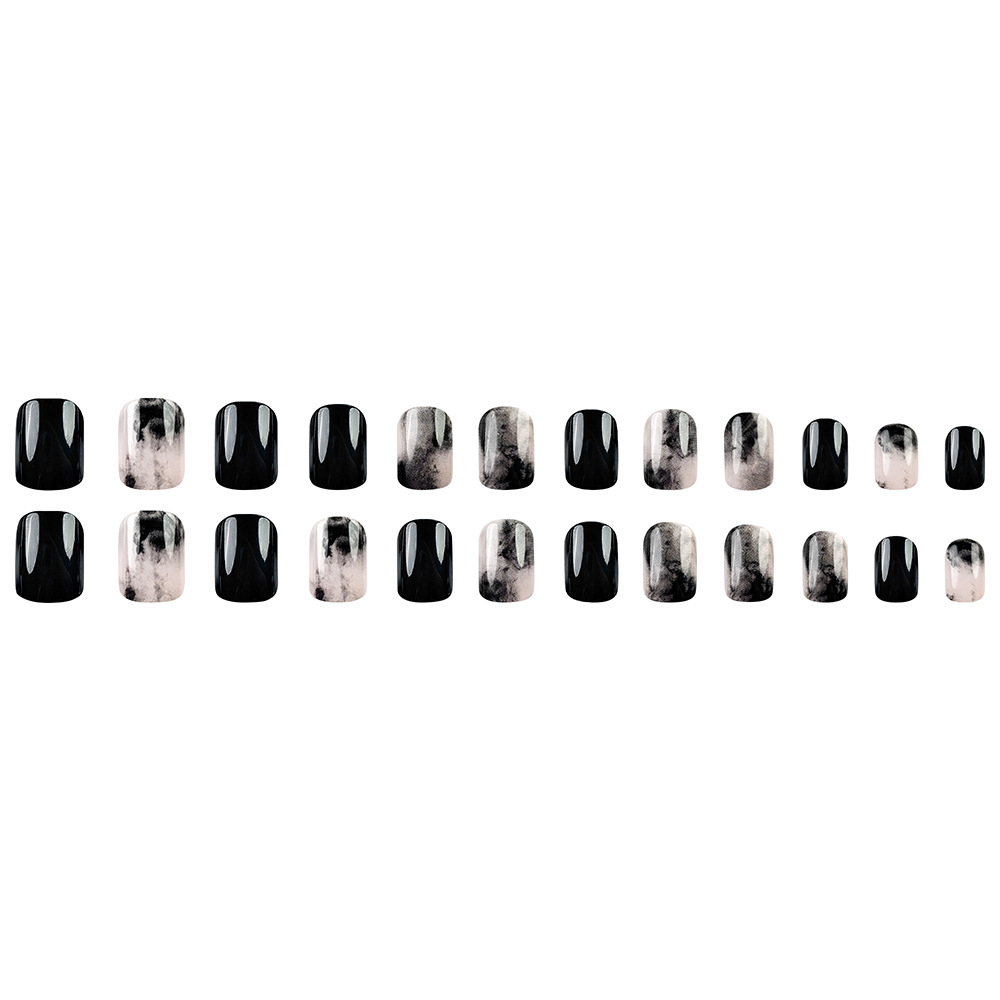 Ventas transfronterizas calientes de uñas de color oscuro nubes gradiente de uñas calientes temperamento de uñas falsas de alto nivel de sensación de uñas