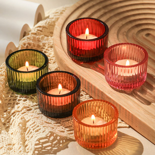 Ins Vertical Pattern Candle Cup Nordic Romantic Candlelight Dinner Home Candle Holder Homestay Home Decoration