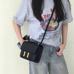 Hバックルカンカン包頭層牛革ハイエンドスチュワーデスバッグクラシック多用途斜めクロススモールスクエアバッグファッショナブルな本革レディースバッグ