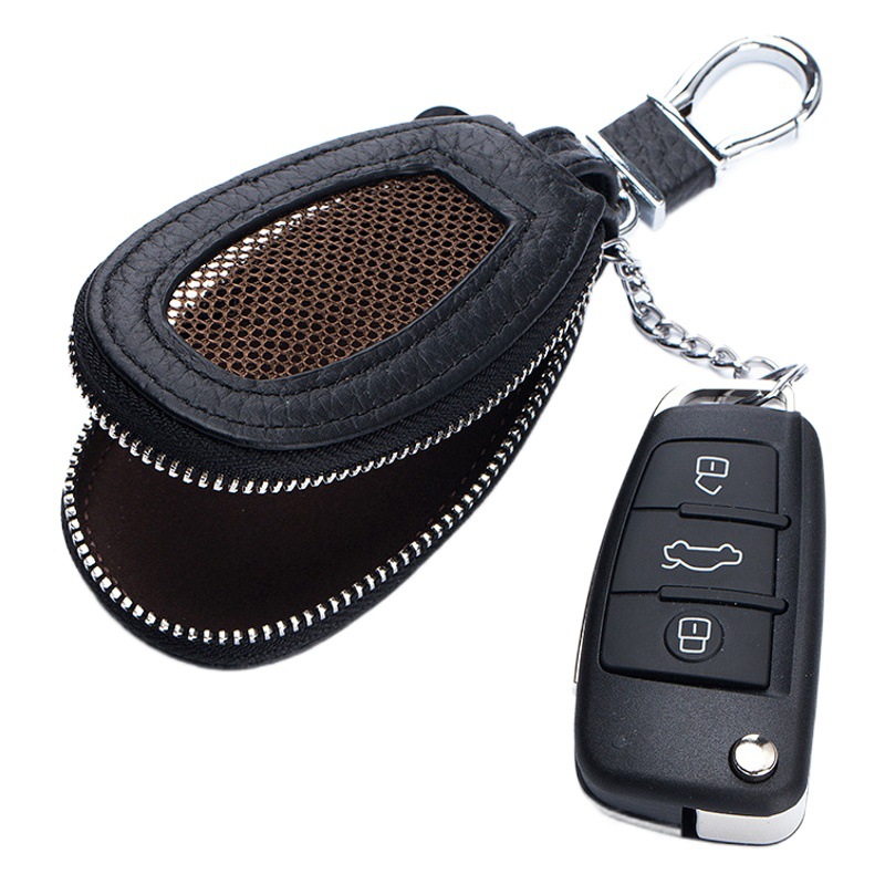 Genuine Leather Car Key Case Simple Men's Sunroof Button Universal Key Case Women's Korean Key Storage Bag
