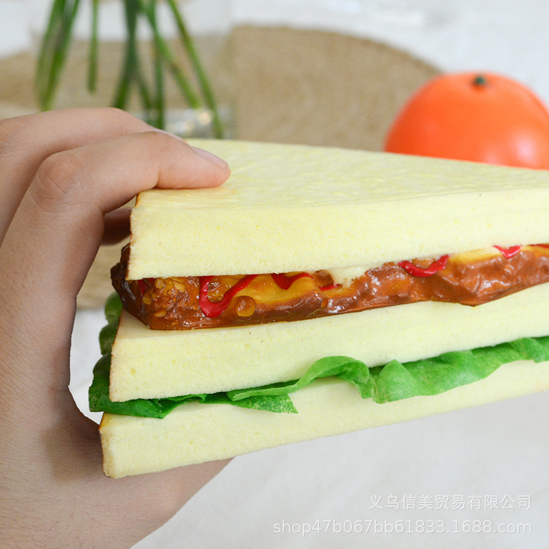 R仿真面包模型餐厅橱柜烘焙道具摆件pu汉堡包冰箱贴热狗面包三明|ms