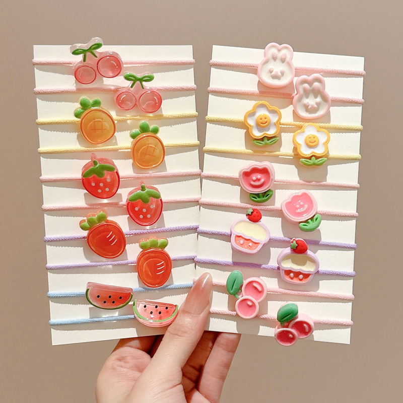 Niñas coloridas cuerdas de cabello anillo de cabello niños lindos dibujos animados cuerdas de cabello bebé alta elasticidad no lesiones correa de cabello tocado