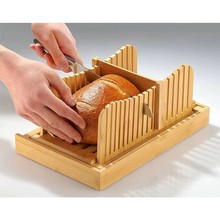 竹木面包切片机创意家用吐司面包火腿切片器可折叠木质面包分片器