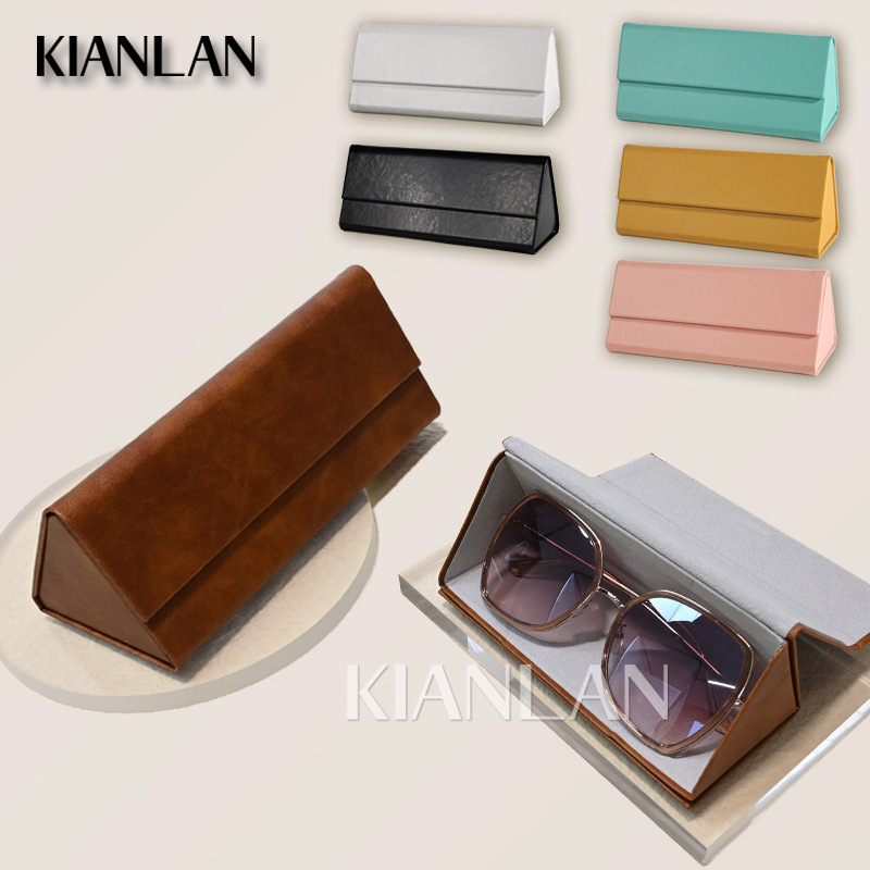 Light Luxury Triangular Folding Sunglasses Case, Fresh and Simple Eyewear Case, Manufacturer Wholesale, Printed Logo Sunglasses Case