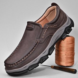 Amazon Independent Station Cross-Border Popular Men's Shoes 2025 Spring New Slip-On Men's Leather Shoes Loafers