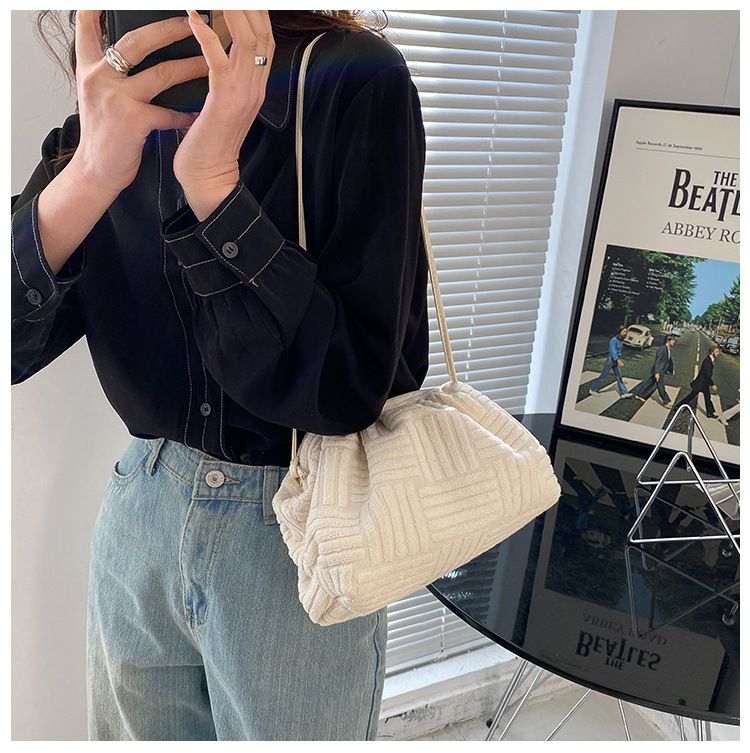 184g Weight Polyester Lining Material Clasp Frame Closure Type Sling Strap Strap Type Crossbody Bag Bags Type Casual, Daily, Shopping Occasion velvet Material Solid Color Pattern All Seasons Season Women's Gender Basic Style Cloud Shape Shape Women's Velvet Solid Color Basic Cloud Shape Clasp Frame Crossbody Bag 18