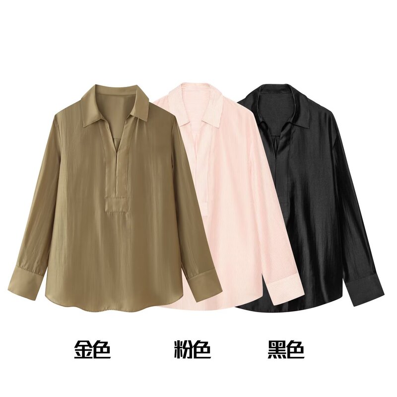 Cross-border European and American women's clothing, AliExpress hot-selling fashion trend casual French V-neck shirt