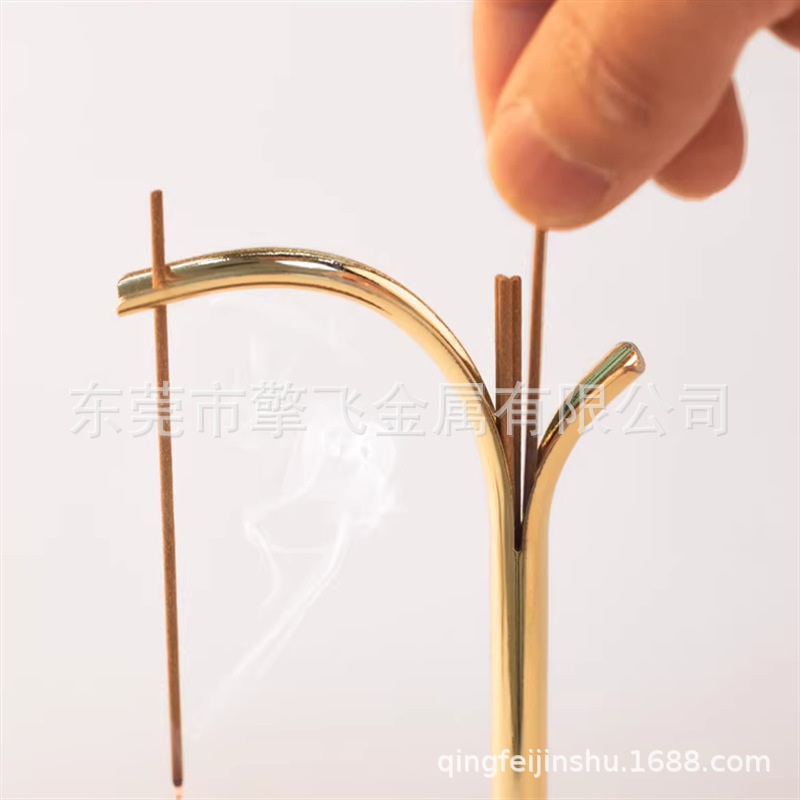 香薰炉香插倒挂香器创意线香檀香炉禅意摆件胡桃木搭配纯铜摆件