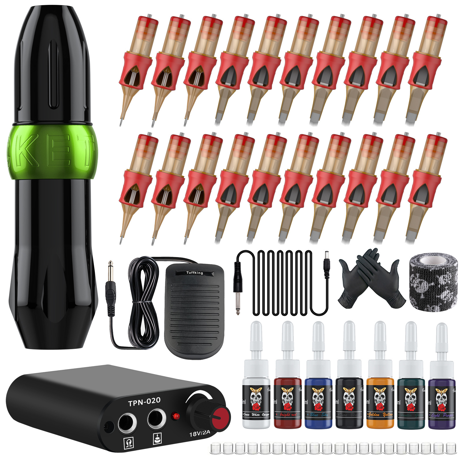 Transfronterizos para mini suministro de energía set de tatuaje bala máquina de tatuaje herramientas de tatuaje equipo completo aguja