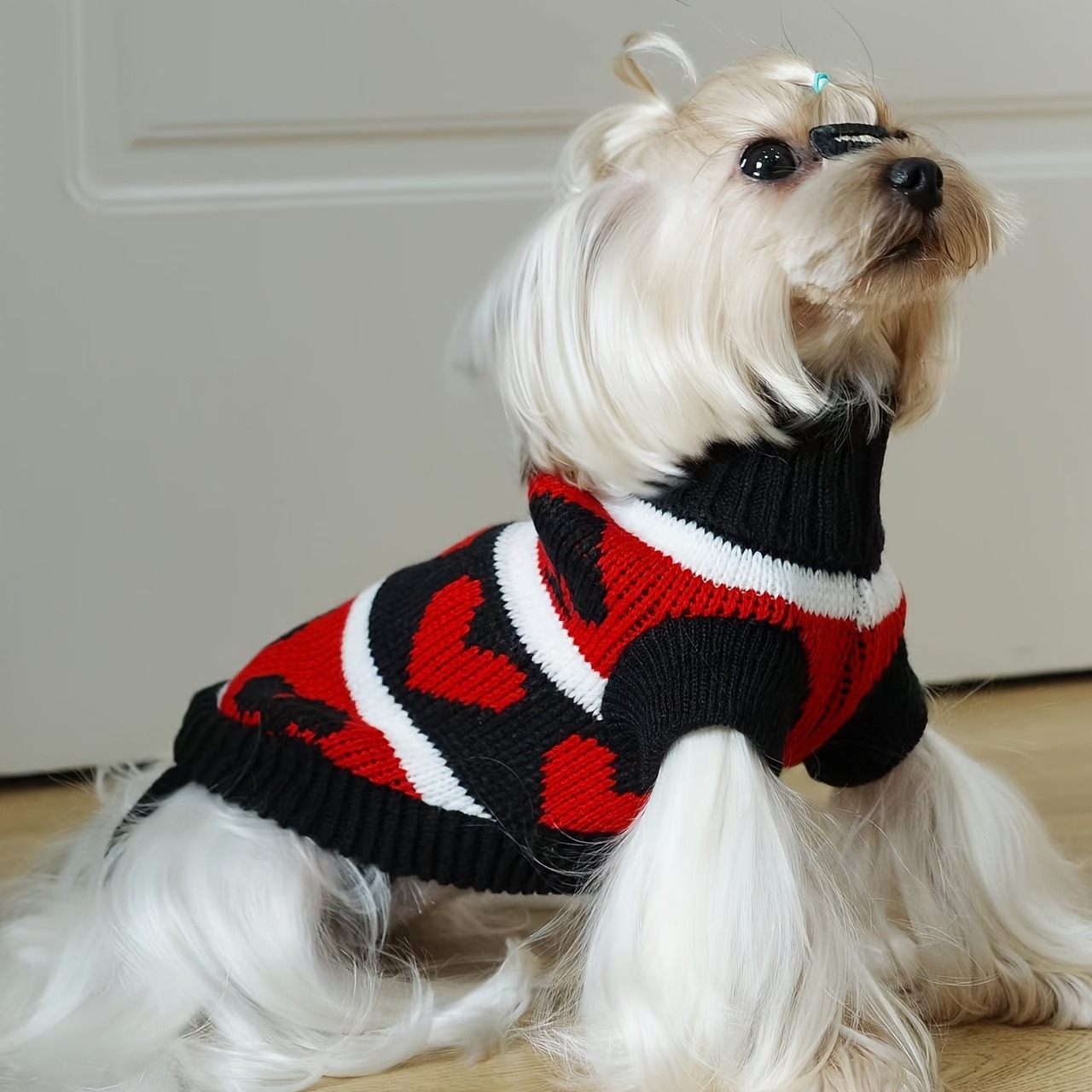 犬ニットセータートランプ柄秋と冬暖かいペット服小型犬テディビションファッション服
