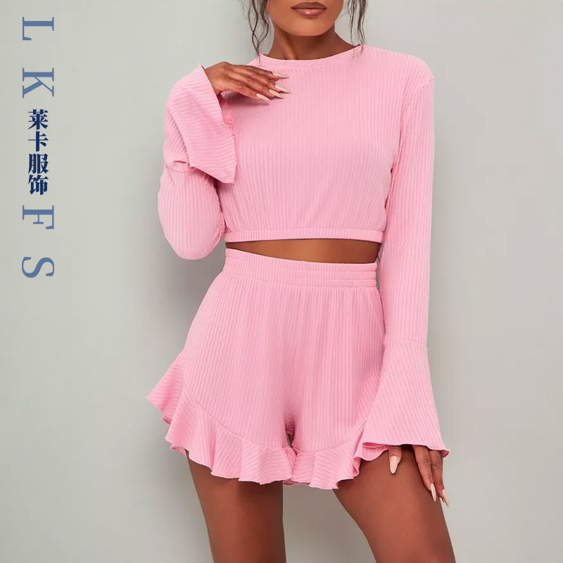 Cross-Border Pajamas for Women Summer Thin Women's Suits Pajamas Autumn and Winter British Canada Overseas Warehouse Light Luxury