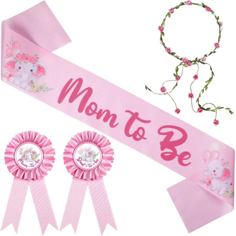 Correa de Hombro con Tema de Baby Shower, Osito de Peluche Rosa, Futura Mamá