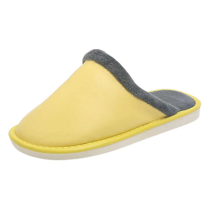 Зимние новые домашние теплые тапочки из искусственной кожи с нижней тканью тапочки для мужчин и женщин Домашний домашний отдых кожаные тапочки оптом