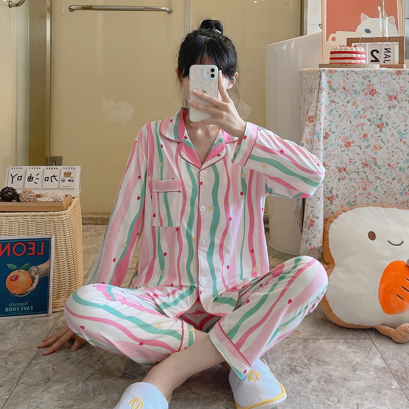 Pajamas Women's Spring and Autumn Long-sleeved suit Spring and Autumn Korean-style Thin Student Ins Princess Style Home Clothes for Summer