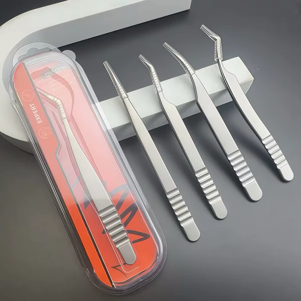 High-Precision Tweezers for False Eyelash Extensions, Specialized for Eyelash Technicians, Russian-Style Stainless Steel High-Precision Professional Eyelash Tweezers