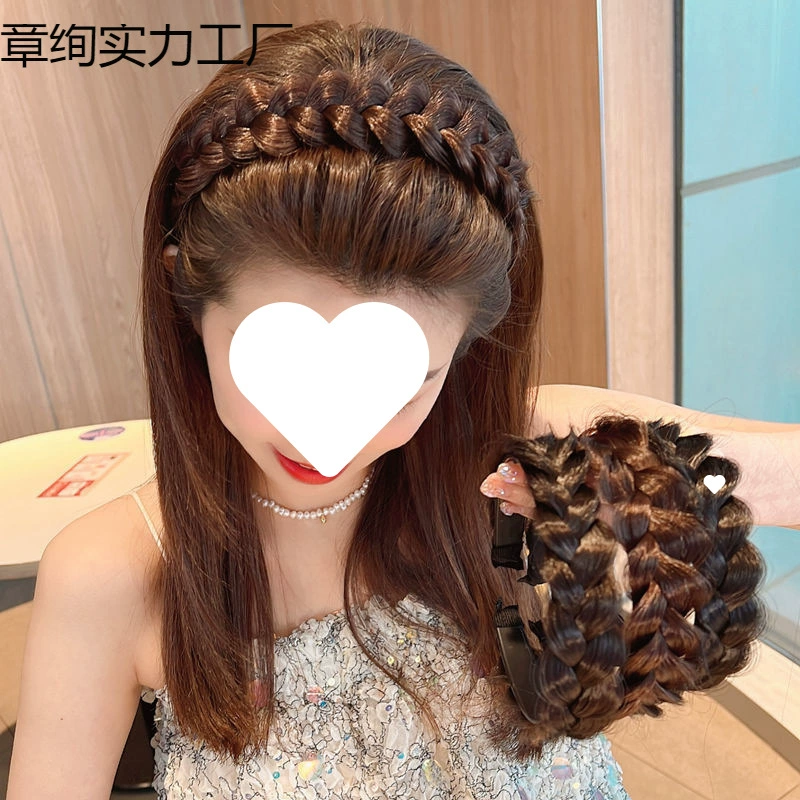 Популярная в TikTok плетеная повязка на голову, высококачественная расширенная повязка на голову в корейском стиле Mori Girl, индивидуальная воздушная челка, невидимая бесшовная повязка на голову