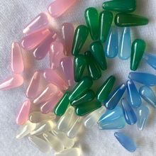 【半孔水滴】天然红粉蓝宝石diy饰品配件玉髓戒面半孔土星