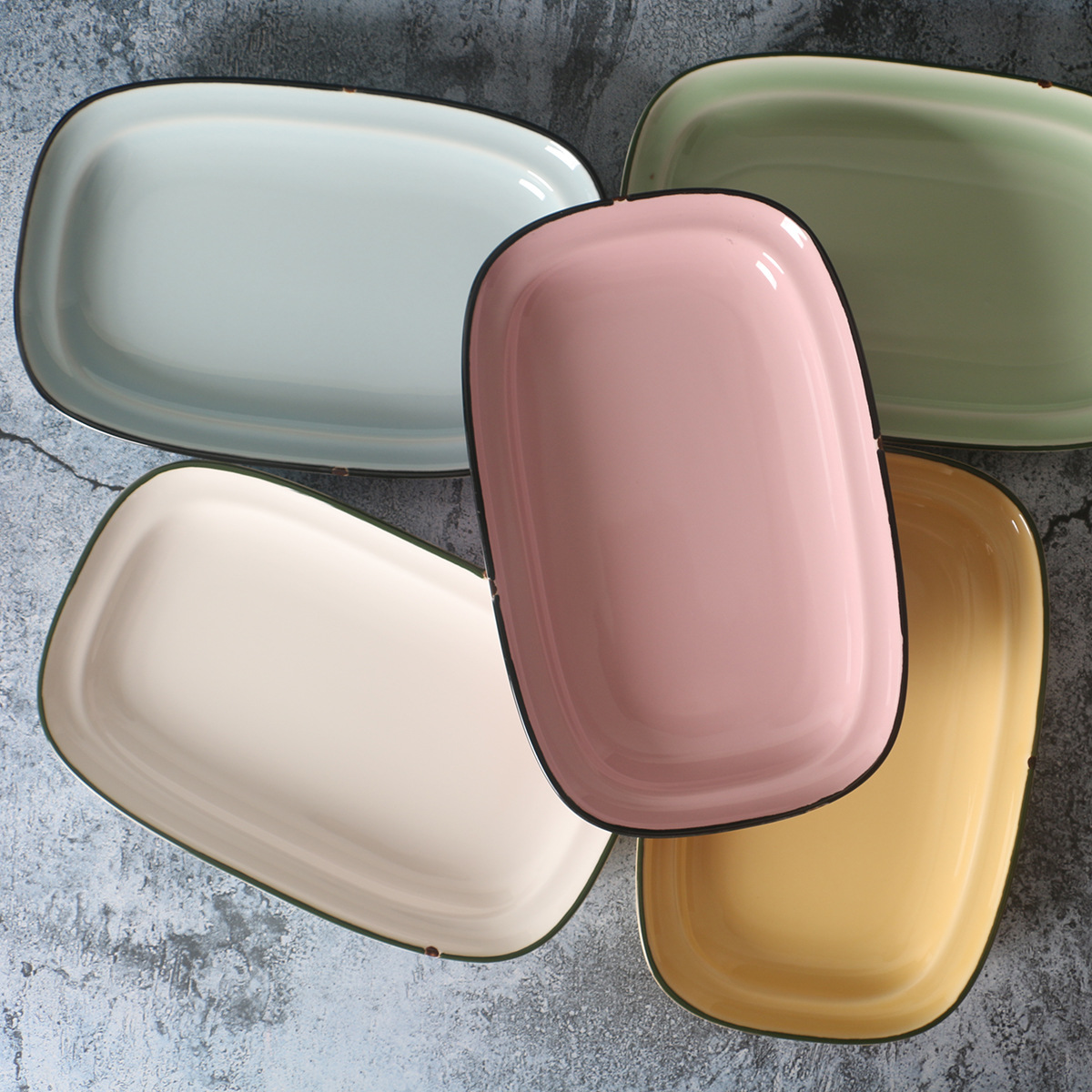 TinTin esmalte de imitación de gama alta plato para el hogar [LZ ding serie ding] placa rectangular con buena calidad