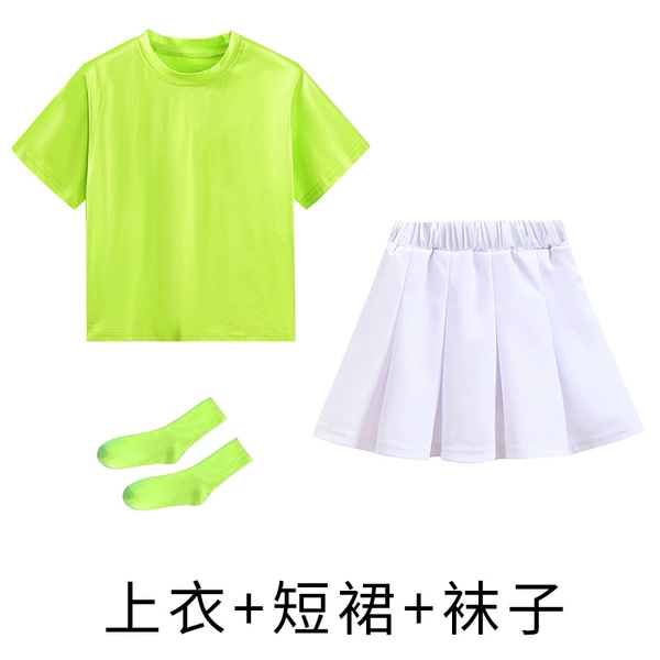 Green set, mini-skirt, socks