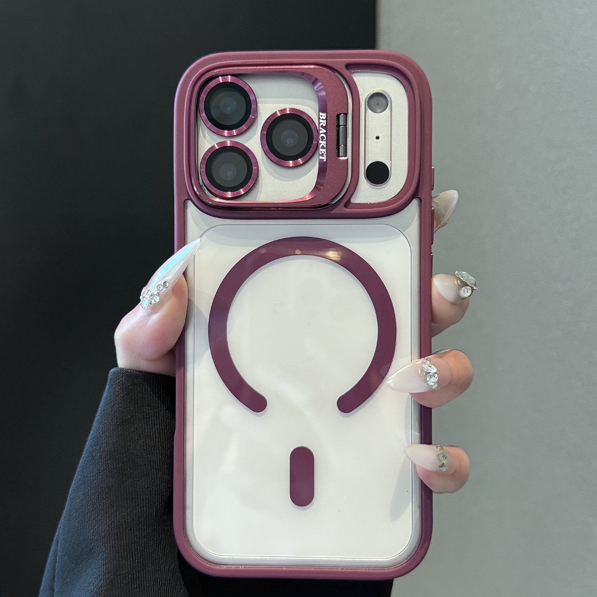 Funda con Soporte de Lente para iPhone 17 18 Pro Max Acrílico Transparente Mate Carga Magnética image 8