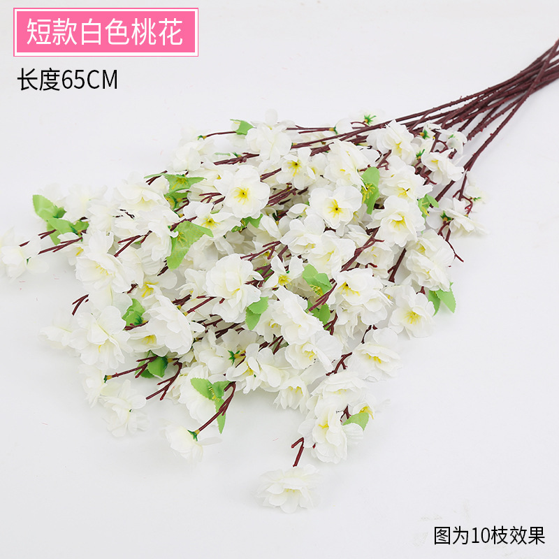 Simulación de ramas de flor de durazno, ramas de flor de ciruelo de cera falsa, flores de cerezo, flores de plástico, flores falsas, arreglos florales de piso, decoración de árboles de paisaje