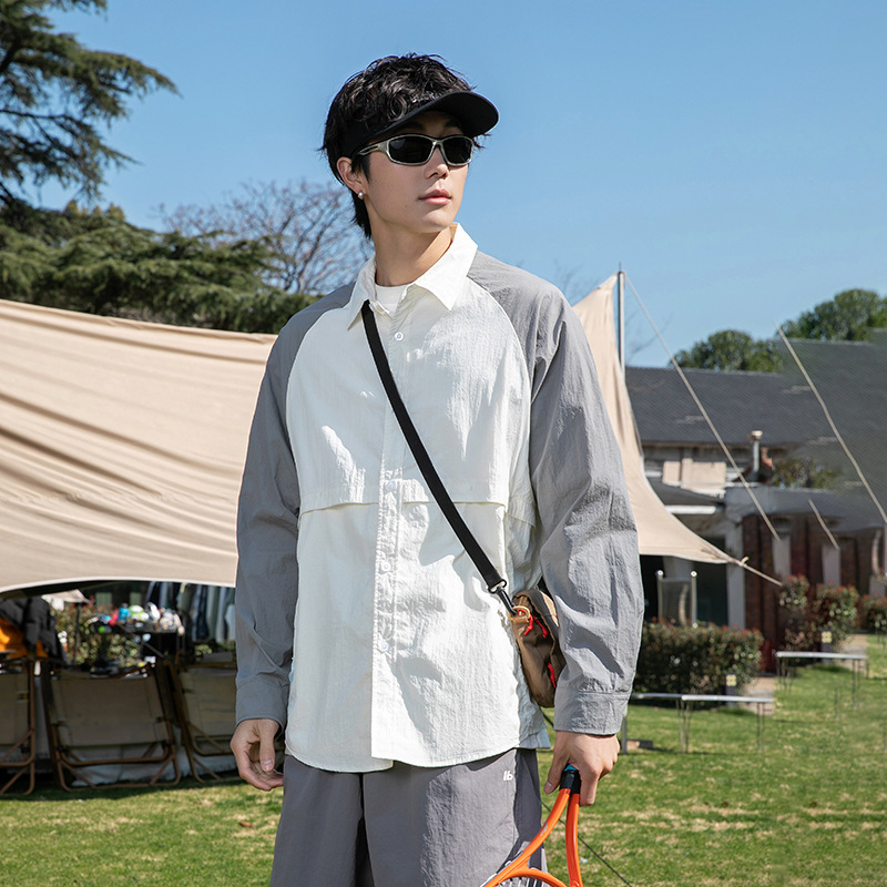 2025 New Summer Style American Color Matching Structure Sun Protection Shirt Summer Loose Cool Breathable Shirt Jacket