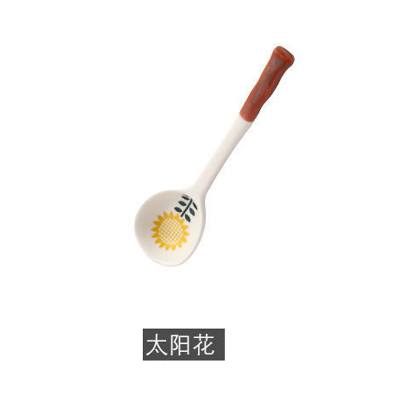 Ceramic Strawberry Long Handle Soup Spoon Set For Home Dining_voghion.com