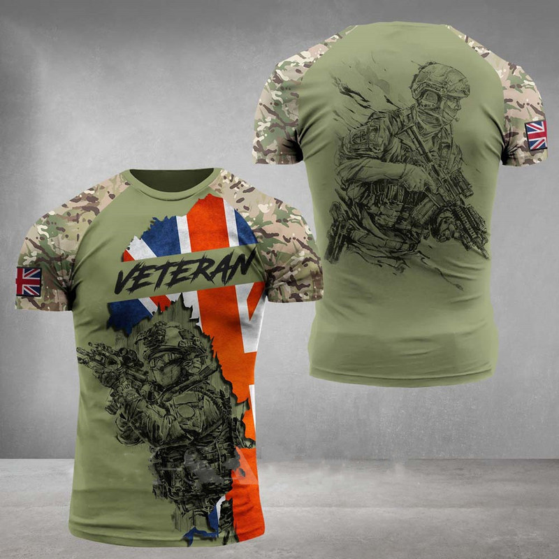 クロスボーダー陸軍老兵3dプリントtシャツイギリスカジュアル兵士丸首ゆるい迷彩突撃隊メンズ|undefined