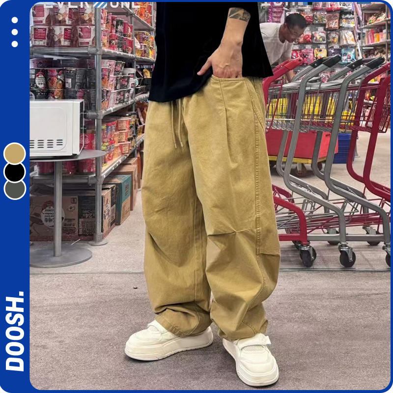 26Ss Spring and Autumn Street Style Casual Pants Versatile Large Size Workwear Loose Pants Men's Washed Cotton Straight-Leg Trousers