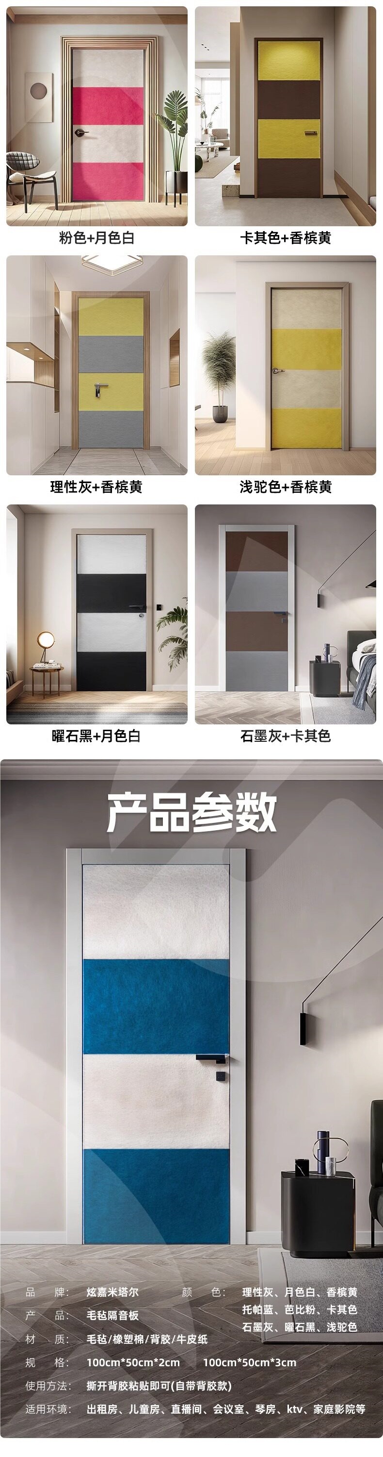 Super soundproof door sticker, soundproofing magic device for bedroom doors, soundproofing panels, noise reduction soundproofing cotton, sound-absorbing cotton