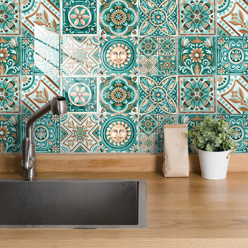E-commerce Explosive Bohemian Mediterranean Tile Sticker Modification Sticker Bathroom Waterproof Anti-fouling Wall Sticker SJ089