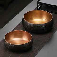 紫銅茶洗特大號家用茶洗杯碗日式禪意復古水盂茶渣缸茶道茶具配件