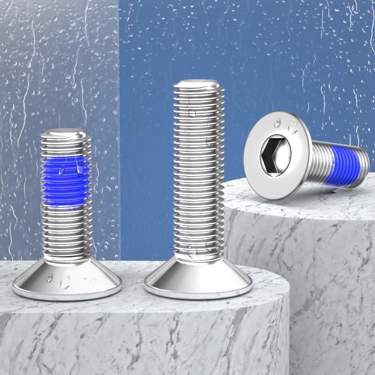 点胶304不锈钢沉头内六角平头螺丝钉防松防震螺栓M1.6M2M3M4M5M6