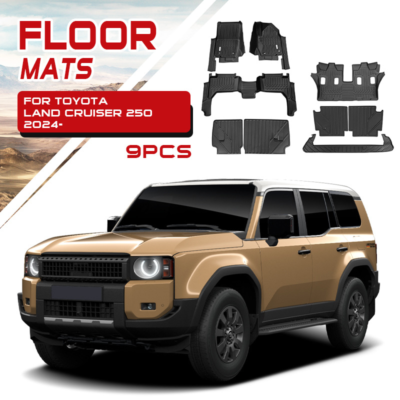 Txinrui Aplicable a Prado Alfombrilla para piso de coche Alfombrilla para pie TPE Land Cruiser LC250 Floor Mats