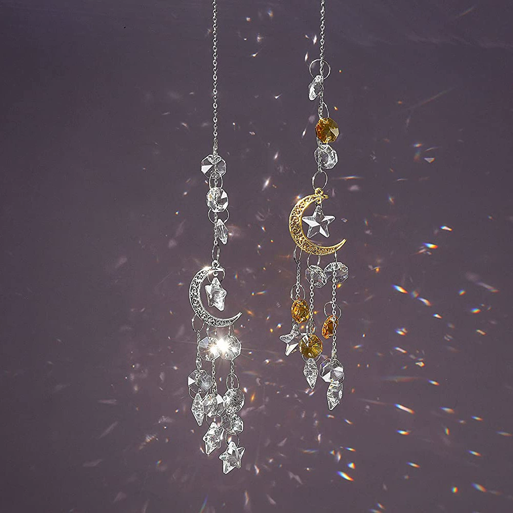 Moon Star Cristal Sun Catcher Hanging Prisme Fenêtre Pendentif display picture 3