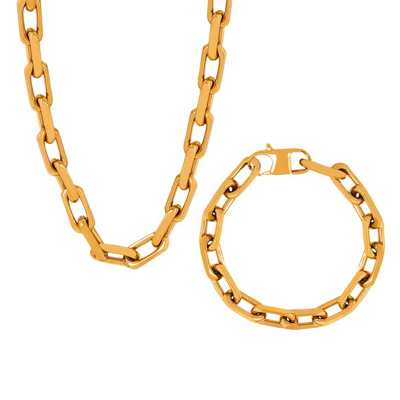 Collar de cadena gruesa pulsera cadena cubana hip hop calle titanio acero cadena hombres y mujeres temperamento nicho clavícula cadena todo partido mujeres