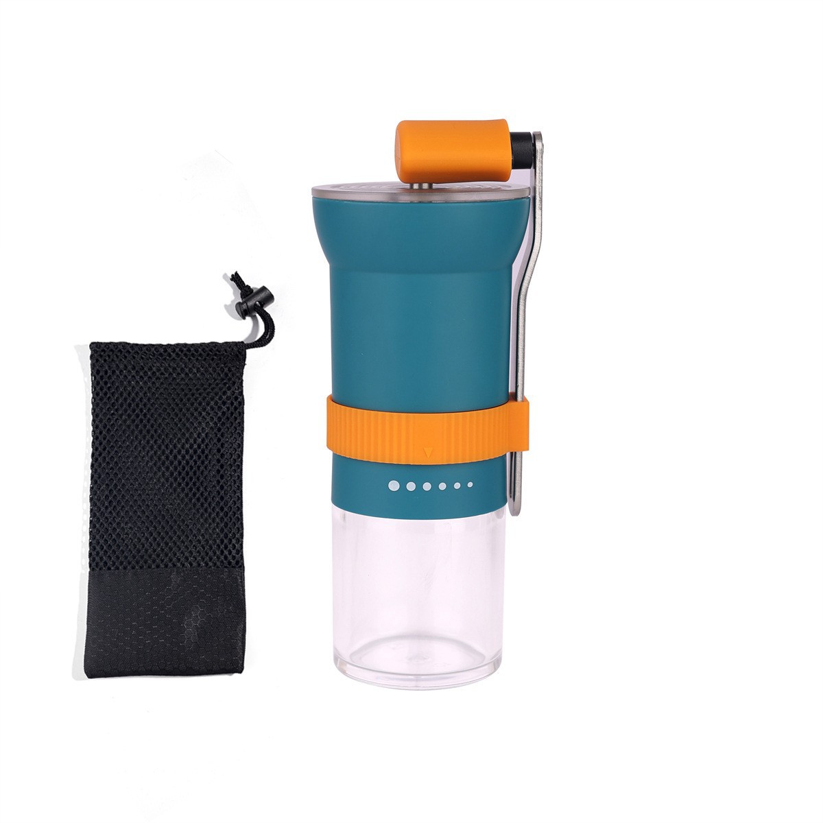 SW-118 Molinillo de Café Manual de 6 Velocidades con Ajuste Externo Azul + Bolsa de Almacenamiento