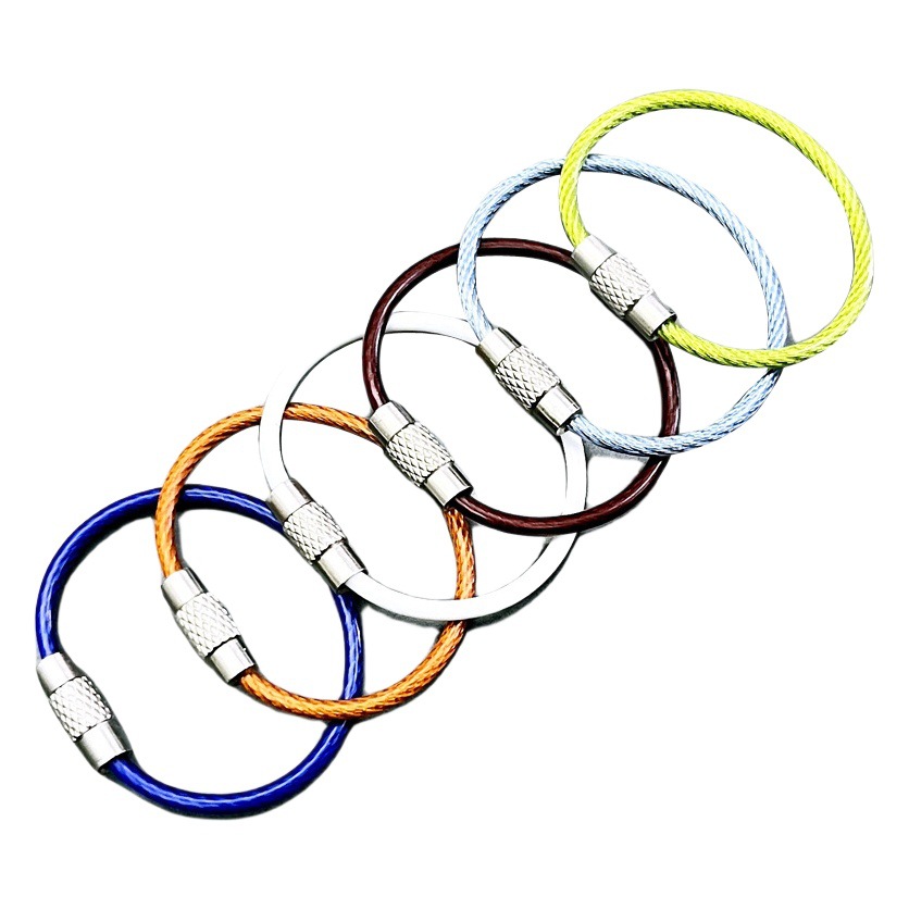 Rubber-coated wire ring keychain ins men's and women's handmade diy creative key chain key ring wire rope multi-Specification