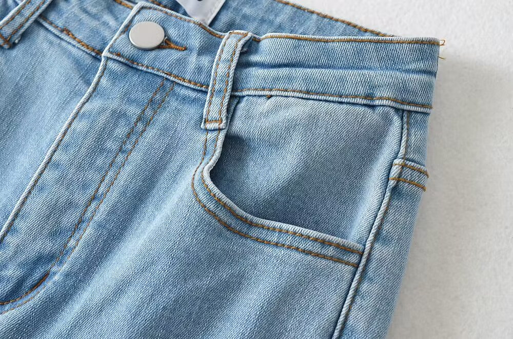 YPFF Trendy Women's Autumn New European And American Style Fashion Washed High-Waisted Slim-Fit Butt-Lifting Slight_ecoleips.com