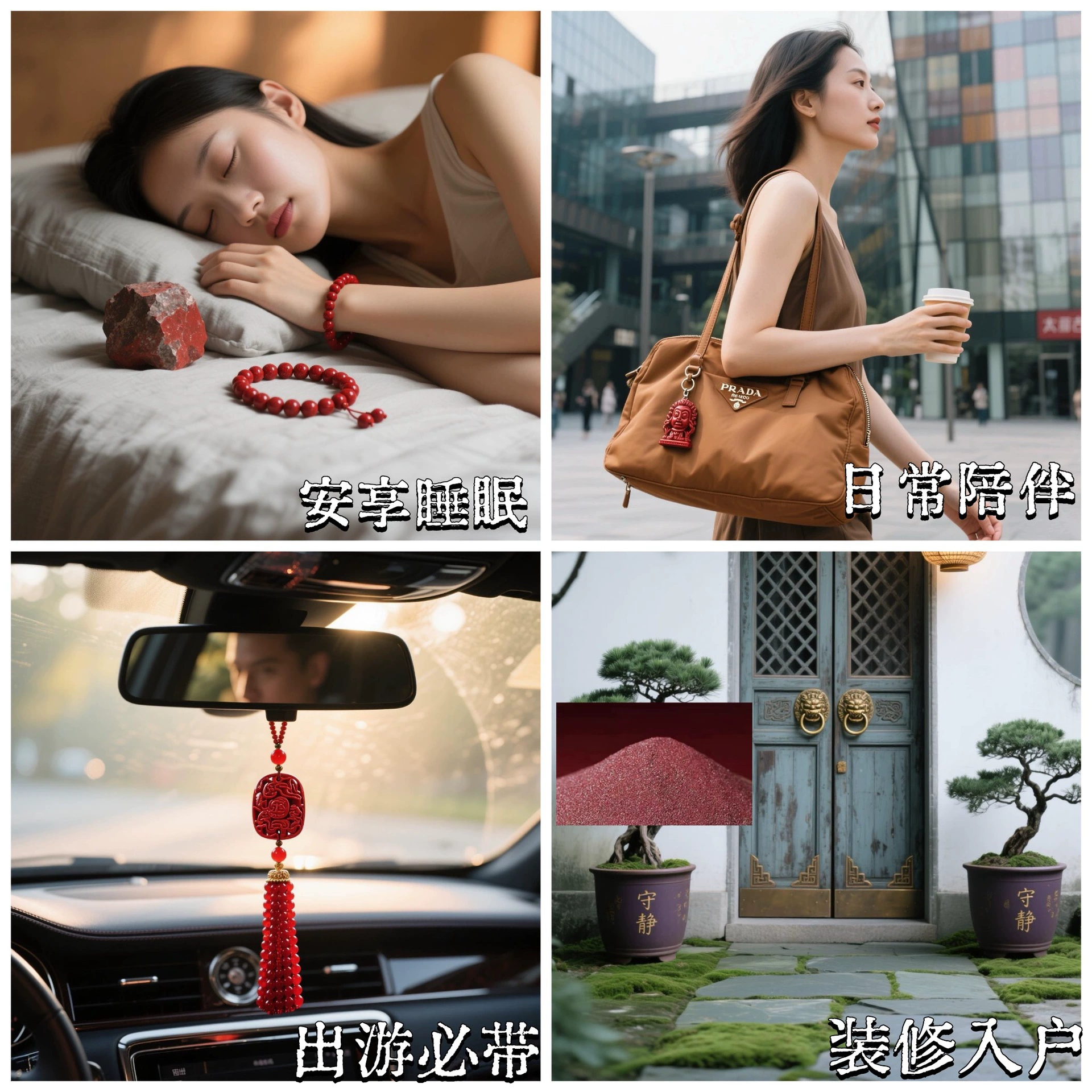 Bracelet, cinnabar, light luxury style, high-quality style