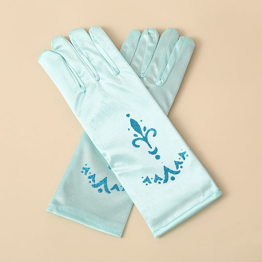 Cross-border Europe and the United States Hot Selling Printed Ice and Snow Aisha Children's Stage Performance Princess Dress Accessories Satin Gloves