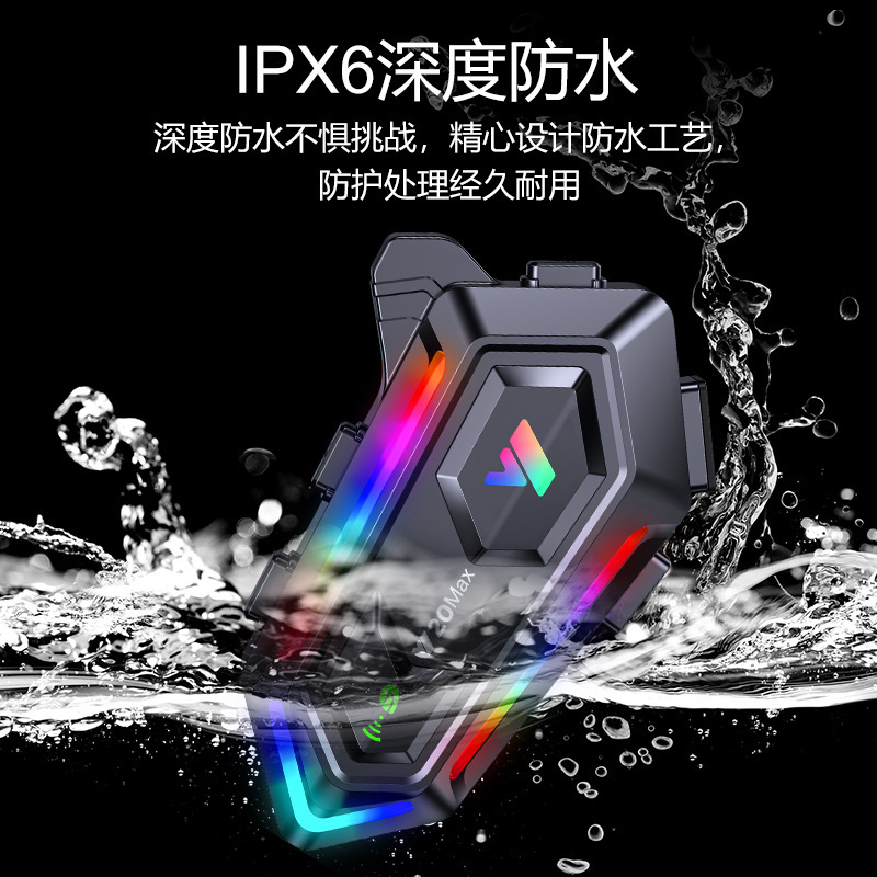 Y20MAX intercomunicación casco auriculares con SOS iluminación impermeable a prueba de polvo mezcla de ruido reducción de casco de motocicleta auriculares