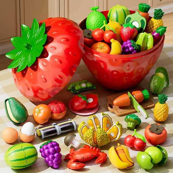 Cutting and Chewing Toy Vegetable Simulation for Children, Peelable Large Fruit for Babies and Toddlers to Chew on
