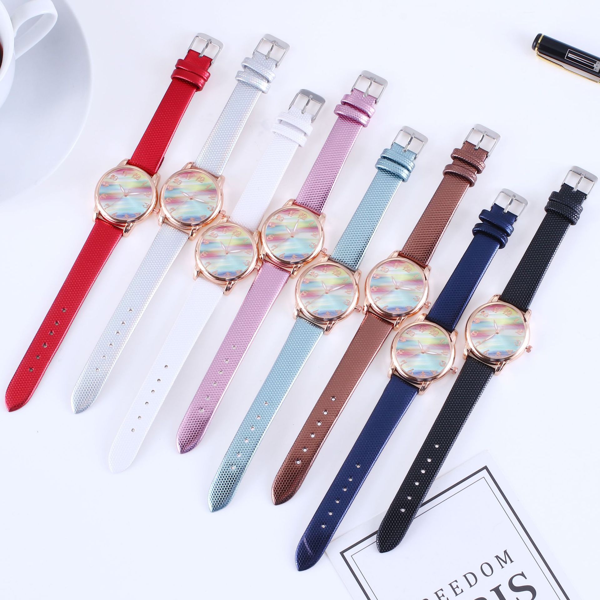 Streetwear Gradient Color Buckle Quartz Women's Watches display picture 1