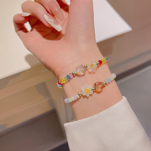 Minimalist Retro Style Bracelet Imitation Crystal Beads Women's High-End Personality Pearl Resin Versatile Hanfu Matching Accessory