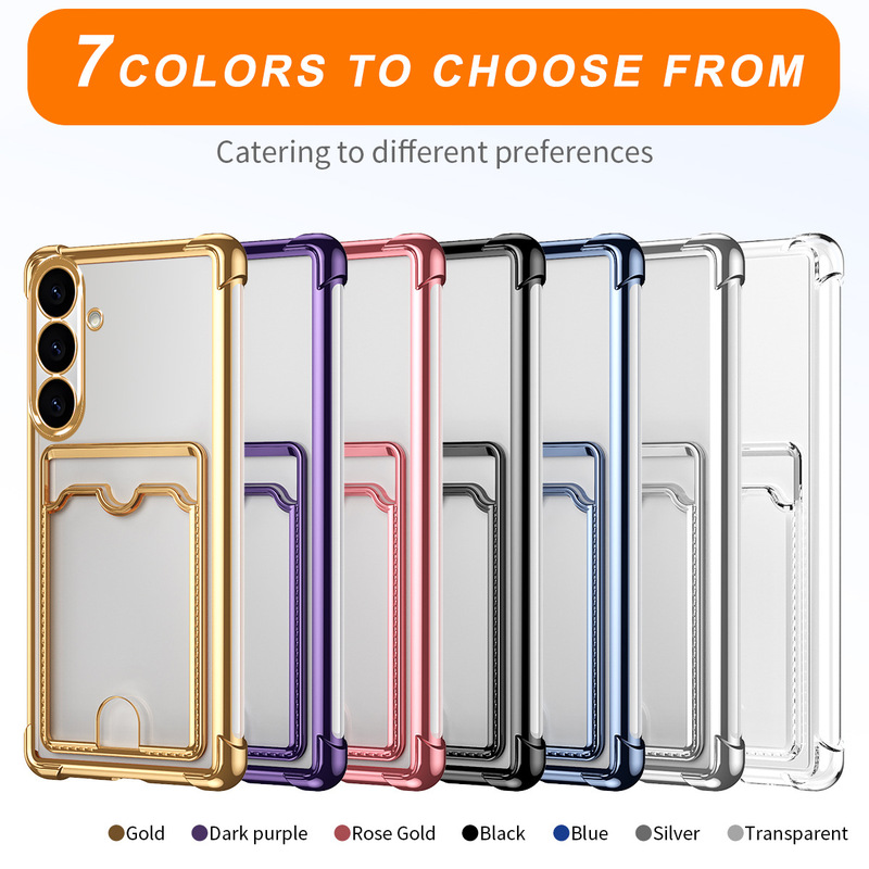 Four-Corner Anti-Fall Suitable for Samsung S26Ultra Mobile Phone Case S26/S26Plus Electroplated Card Holder S26Edge Anti-Fall Four-Corner Anti-Fall Suitable for Samsung S26Ultra Mobile Phone Case S26/S26Plus Electroplated Card Holder S26Edge Anti-Fall