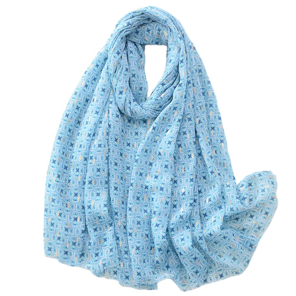 La primavera y el verano colorido geométrico cuadrado algodón y lino sienten la bufanda de seda moda versátil bufanda grande viaje protector solar playa toalla para las mujeres